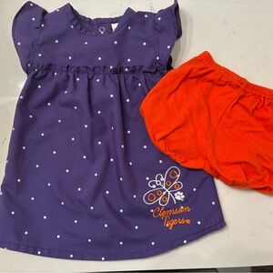 Clemson Tigers Purple Polka Dot Dress with Orange Bloomers